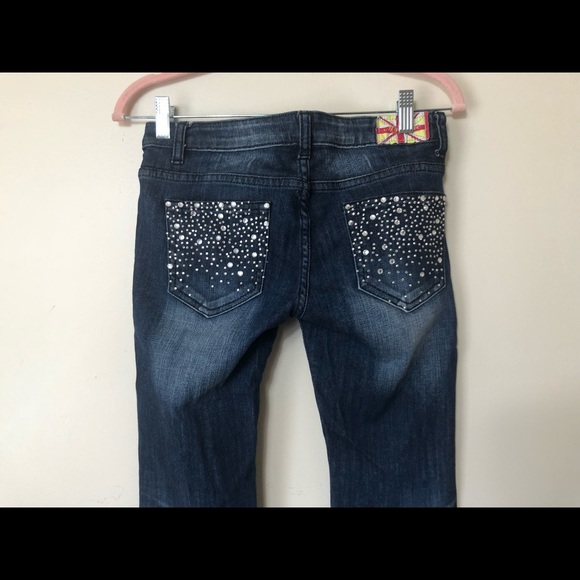 Machine Pour Neuf Mode Brand Studded Jeans Size 5 - Picture 7 of 9